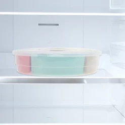 Unique Bargains Round Fridge Food Storage Containers 5 Compartment White Transparent 1 Set