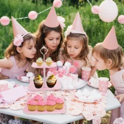 Unique Bargains 3 Tier Dessert Cupcake Stand Holder Square With Tiered Serving Tray For Donuts Fruits White Pink -Kitchen Utensil Store GUEST 014863b1 73b6 465b 87d0 ba2eaa4c3fad