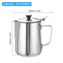 Unique Bargains Stainless Steel Coffee Cup Mug Milk Frothing Pitcher With Lid And Handle