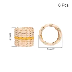 Unique Bargains Handmade Woven Natural Cattail Grass Farmhouse Napkin Rings 6 Pcs