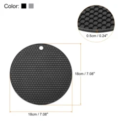 Unique Bargains Heat Resistant Non-slip Flexible Silicone Trivet Mat Light Gray, Black 2 Pcs