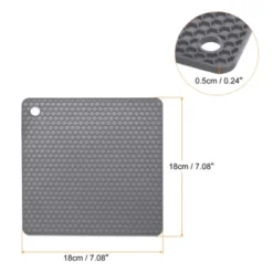 Unique Bargains Silicone Trivet Mats 2pcs Square Heat Resistant Non-Slip Drying Mat For Kitchen Counter Table -Deep Gray