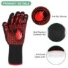 Unique Bargains Silicone Grilling Glove 1472°F High Temp Resistance Red 1 Pc