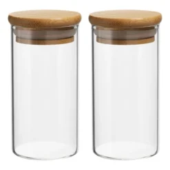 Unique Bargains Kitchen Food Storage Glass Jar With Airtight Bamboo Lid 2 Pcs -Kitchen Utensil Store GUEST 06d61c4e 43fc 4244 9e13 6eea4af82fe9