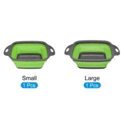 Unique Bargains Collapsible Colander Set Square Foldable Food Strainer With Handle Space Saving Design