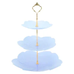 Unique Bargains 3 Tier Dessert Cupcake Stand Flower Shape Cup Cake Holder Tower Blue Gold Tone -Kitchen Utensil Store GUEST 09563e30 bf6c 4ad2 b051 1127fc16a031