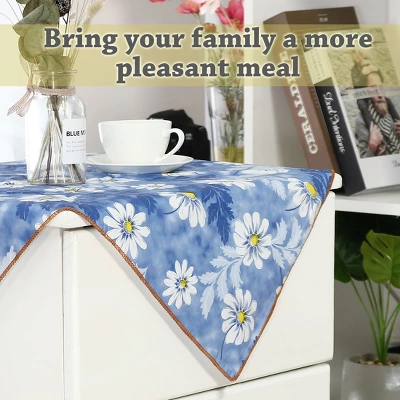 Unique Bargains White Flower Printed Square Shaped Tablecloth 24 X 24 Inch 1 Pc 2 Unique Bargains White Flower Printed Square Shaped Tablecloth 24 X 24 Inch 1 Pc - Image 2