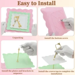 Unique Bargains 3 Tier Dessert Cupcake Stand Holder Square Tiered Serving Tray For Donuts Fruits White Pink Green Gold Tone 8 Unique Bargains 3 Tier Dessert Cupcake Stand Holder Square Tiered Serving Tray For Donuts Fruits White Pink Green Gold Tone -Kitchen Utensil Store GUEST 0d3d2778 7645 4d41 aefc a8f8ebee7aff