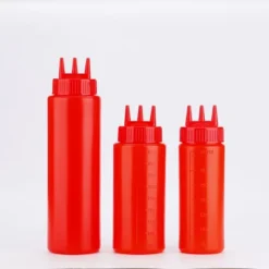 Unique Bargains Home Kitchen PE Vinegar Ketchup 3 Hole Condiment Dispenser Squeeze Bottle