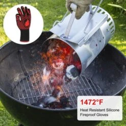 Unique Bargains Silicone Grilling Glove 1472°F High Temp Resistance Red 1 Pc -Kitchen Utensil Store GUEST 10b4ab1f 4d37 4787 831f 1aeaf7ad4aca
