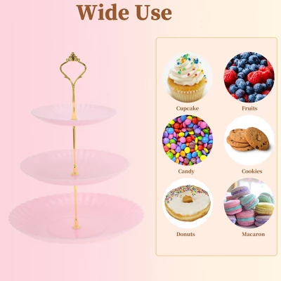 Unique Bargains 3 Tier Dessert Cupcake Stand Wave Style With Tiered Serving Tray For Donuts Fruits Pink Gold Tone 4 Unique Bargains 3 Tier Dessert Cupcake Stand Wave Style With Tiered Serving Tray For Donuts Fruits Pink Gold Tone - Image 4