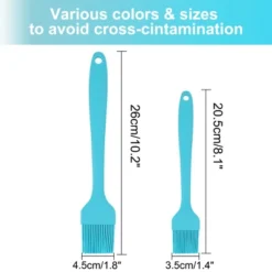 Unique Bargains Heat Resistant Non-stick Grilling Oil Baking Basting Silicone Brush Blue 2 Pcs
