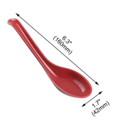 Unique Bargains Household Kitchen Plastic Tableware Soup Rice Spoons Red Black 5 Pcs 6.3" X 1.7" X 0.59" (L*W*D)