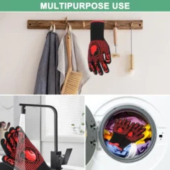 Unique Bargains Silicone Grilling Glove 1472°F High Temp Resistance Red 1 Pc -Kitchen Utensil Store GUEST 1529f9c9 fd44 4280 aa2c a12420ade78d