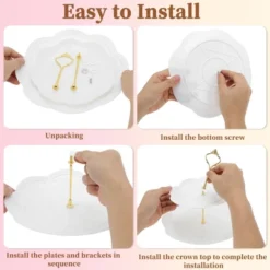 Unique Bargains 2 Tier Dessert Cupcake Stand Round Cup Cake Holder Tower White Gold Tone -Kitchen Utensil Store GUEST 181a6cf8 527a 4f15 8a14 0d1dd52cca0f