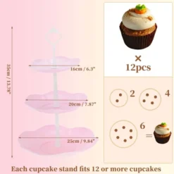 Unique Bargains Petal-shaped 3-Layer Dessert Cupcake Stand With Layered Serving Tray For Pastries Donuts And Fruits