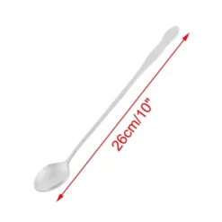 Unique Bargains Stainless Steel Coffee Ice Cream Long Handle Spoon Silver Tone 10" X 1.2" 4 Pcs