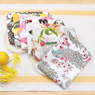 Unique Bargains Cotton Animal And Floral Printed Design Kitchen Towels 18" X28" 4 Pcs 1 Unique Bargains Cotton Animal And Floral Printed Design Kitchen Towels 18" X28" 4 Pcs