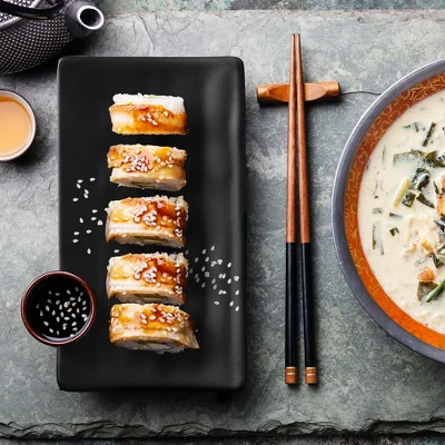 Unique Bargains Rectangle Shaped Dinnerware Sushi Serving Dish Plate Black 2 Unique Bargains Rectangle Shaped Dinnerware Sushi Serving Dish Plate Black - Image 2