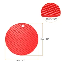Unique Bargains Silicone Heat Resistant Non-slip Flexible Trivet Mats Red 2 Pcs