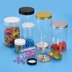 Unique Bargains Round Clear Plastic Empty Jars With Black Screw Top Lid For Storage 8 Pcs -Kitchen Utensil Store GUEST 1ea36bb1 38ee 4e79 8b28 d7591ffdd770