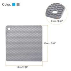 Unique Bargains Silicone Heat Resistant Non-Slip Drying Mat Trivet Light Gray, Blue 2 Pcs