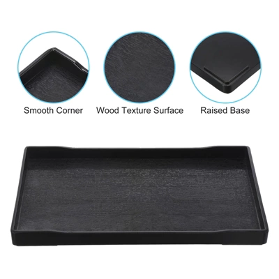 Unique Bargains Plastic Wood Texture Reusable Serving Tray 1 Pc 2 Unique Bargains Plastic Wood Texture Reusable Serving Tray 1 Pc - Image 2
