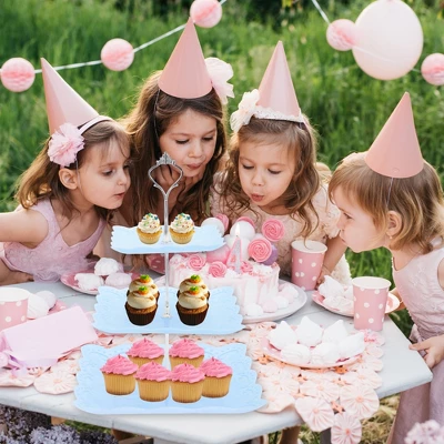 Unique Bargains 3 Tier Dessert Cupcake Stand Square With Tiered Serving Tray For Donuts Fruits Blue Silver Tone 5 Unique Bargains 3 Tier Dessert Cupcake Stand Square With Tiered Serving Tray For Donuts Fruits Blue Silver Tone - Image 5