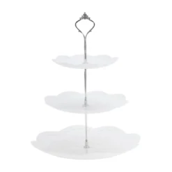 Unique Bargains 3 Tier Dessert Cupcake Stand Round With Tiered Serving Tray For Donuts Fruits White Silver Tone -Kitchen Utensil Store GUEST 20972372 a8e4 476b b30a 0f8000ffaa74