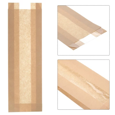 Unique Bargains Kraft Paper Oil-Proof Lining Transparent Front Window DIY Option Bread Bags 100 Pcs 3 Unique Bargains Kraft Paper Oil-Proof Lining Transparent Front Window DIY Option Bread Bags 100 Pcs - Image 3