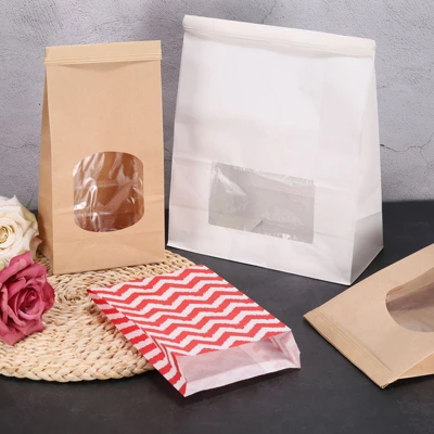Unique Bargains Kraft Paper Oil-Proof Lining Transparent Front Window DIY Option Bread Bags 100 Pcs 4 Unique Bargains Kraft Paper Oil-Proof Lining Transparent Front Window DIY Option Bread Bags 100 Pcs - Image 4