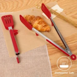 Unique Bargains Kitchen Cooking Set Stainless Steel With Stands Silicone Tongs Burgundy 9"&12" 2 Pcs -Kitchen Utensil Store GUEST 2514d5ba fc32 4a26 a28b 612308ac1ef9