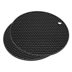 Unique Bargains Silicone Heat Resistant Non-Slip Flexible Trivet Mats 7.08" X 7.08" X 0.24" Black 2 Pcs -Kitchen Utensil Store GUEST 2541a903 4490 4e3b 9a33 e0189ab98a67