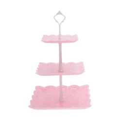 Unique Bargains 3 Tier Dessert Cupcake Stand Holder Square With Tiered Serving Tray For Donuts Fruits White Pink -Kitchen Utensil Store GUEST 25c7a9cc fdce 440a a948 b89c9fb3f655