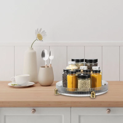 Unique Bargains Kitchen PET Rotating Turntable Lazy Susan Organizer Spice Rack 1 Pc 4 Unique Bargains Kitchen PET Rotating Turntable Lazy Susan Organizer Spice Rack 1 Pc - Image 4