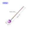 Unique Bargains Stainless Steel Reusable Long Handle Heart Shaped Spoon Straws 8 Pcs