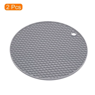 Unique Bargains Heat Resistant Non-slip Flexible Durable Trivet Mat 7.08 X 7.08 X 0.24 Inch Light Gray 2 Pcs 2 Unique Bargains Heat Resistant Non-slip Flexible Durable Trivet Mat 7.08 X 7.08 X 0.24 Inch Light Gray 2 Pcs - Image 2