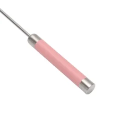 Unique Bargains 12" Semi-Automatic Loop Whisk Dishwasher Safe Stainless Steel Pink Silver Tone