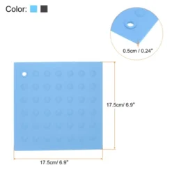 Unique Bargains Silicone Heat Resistant Non-slip Flexible Trivet Mat Light Blue, Deep Gray 2 Pcs