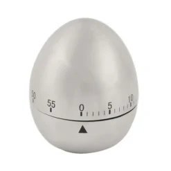 Unique Bargains Stainless Steel Egg Shaped Home Kitchen Cooking Alarm Timer Silver Tone 1 Pc