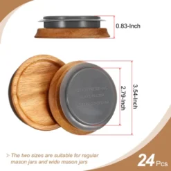 Unique Bargains Wooden Wide Mouth Mason Jar Lids With Airtight Silicone Seal 24 Pcs