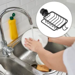 Unique Bargains Bathroom Kitchen Sponge Storage Aluminum Sink Caddy 10.24"x5.71"x2.56" 1 Pc -Kitchen Utensil Store GUEST 29660b16 3900 4f22 a340 8738154aee38