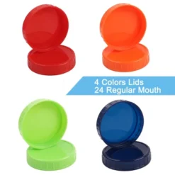 Unique Bargains Plastic Leak-Proof Regular Mason Canning Jars Lids 24 Pcs