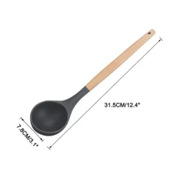Unique Bargains Heat Resistant Kitchen Cooking Dark Gray Soup Ladle 12.4 Inch Dark Gray 1 Pc