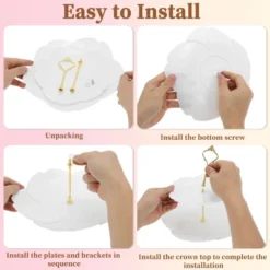 Unique Bargains 2 Tier Dessert Cupcake Stand Flower Shape Cup Cake Holder Tower White Gold Tone -Kitchen Utensil Store GUEST 2c56c77d bd7d 4a67 84b6 09fd0744991c