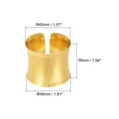 Unique Bargains Metal Wear-Resistant Dining Table Decorative Striped Open Napkin Rings