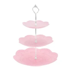 Unique Bargains 3 Tier Dessert Cupcake Stand Holder Round With Tiered Serving Tray For Donuts Fruits Pink Silver Tone -Kitchen Utensil Store GUEST 301e19eb e911 451d b861 d4ece846baa9
