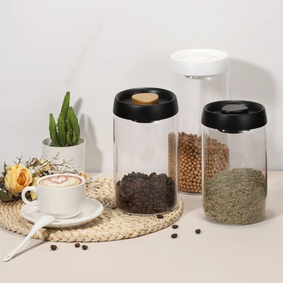 Unique Bargains Glass Airtight Vacuum Seal Coffee Bean Container 2 Unique Bargains Glass Airtight Vacuum Seal Coffee Bean Container - Image 2