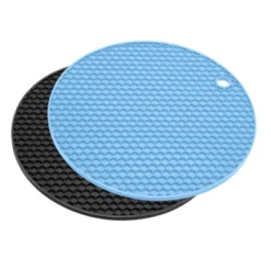 Unique Bargains Silicone Heat Resistant Trivet Mats Light Blue, Black 2 Pcs -Kitchen Utensil Store GUEST 32b926a2 c18c 4ee9 a39c 32fbf8a94c55