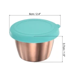 Unique Bargains Stainless Steel Mini Salad Dressing Container With Lid Sky Blue